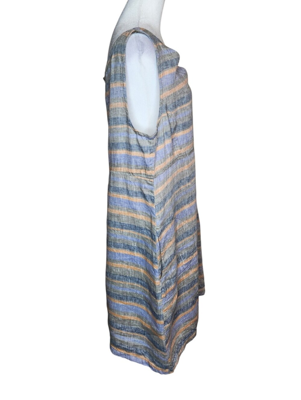 Toad & Co Linette Striped 100% Linen Sleeveless Dress Size XL - Picture 2 of 8